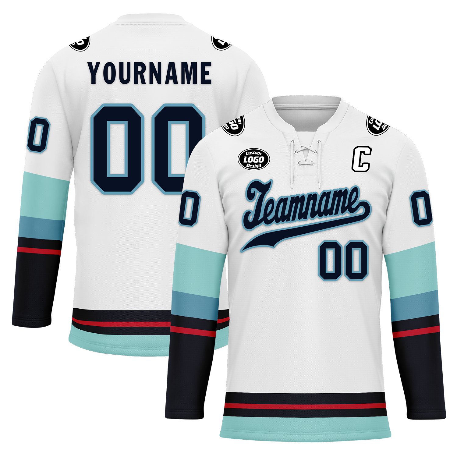 Custom White Blue Personalized Hockey Jersey HCKJ01-D0a70da