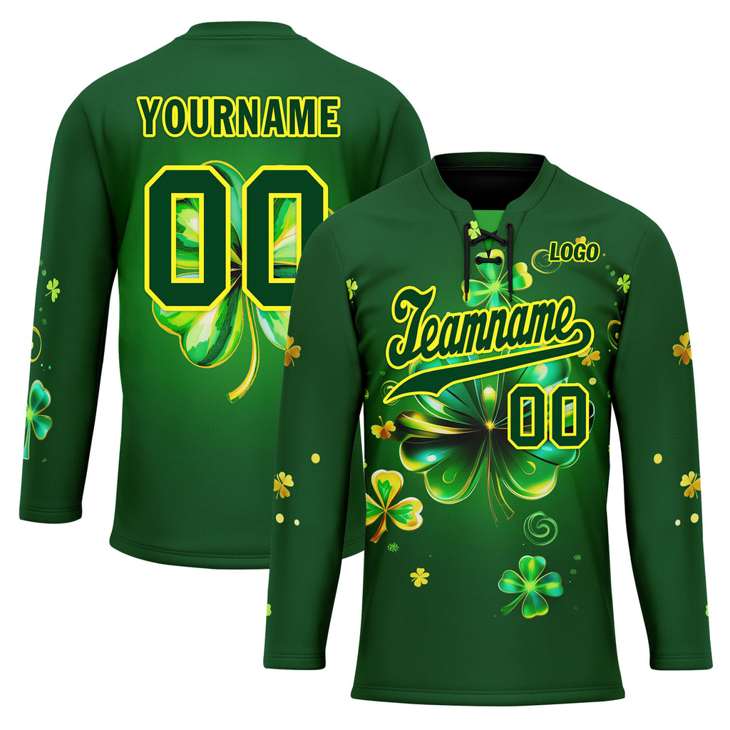 Custom Four-leaf clover Personalized Hockey Jersey HCKJ01-E0615-3