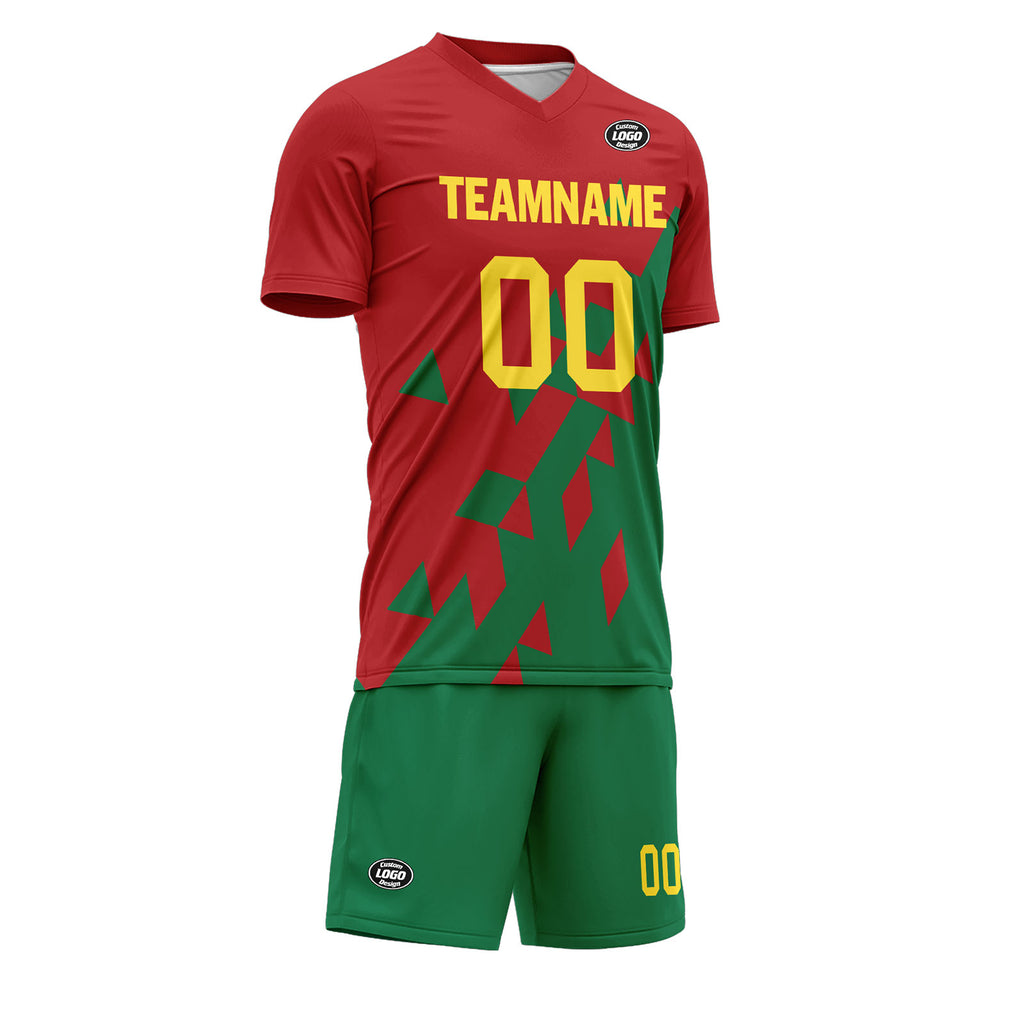 Custom Red Green Soccer Sets Jersey Personalized SCJ101-D28015