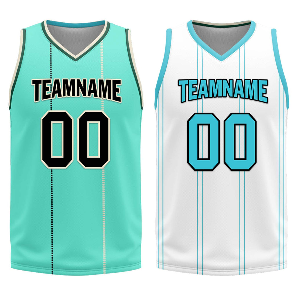 Custom Mint Green Gold Black Charlotte City Edition Personalized Reversible Basketball Set Sports Basketball Jersey BBJ01R-D0610-4