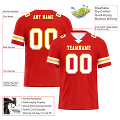 Custom Red Yellow Kansas City Personalized Authentic Football Jersey FBJ02-E0601-2