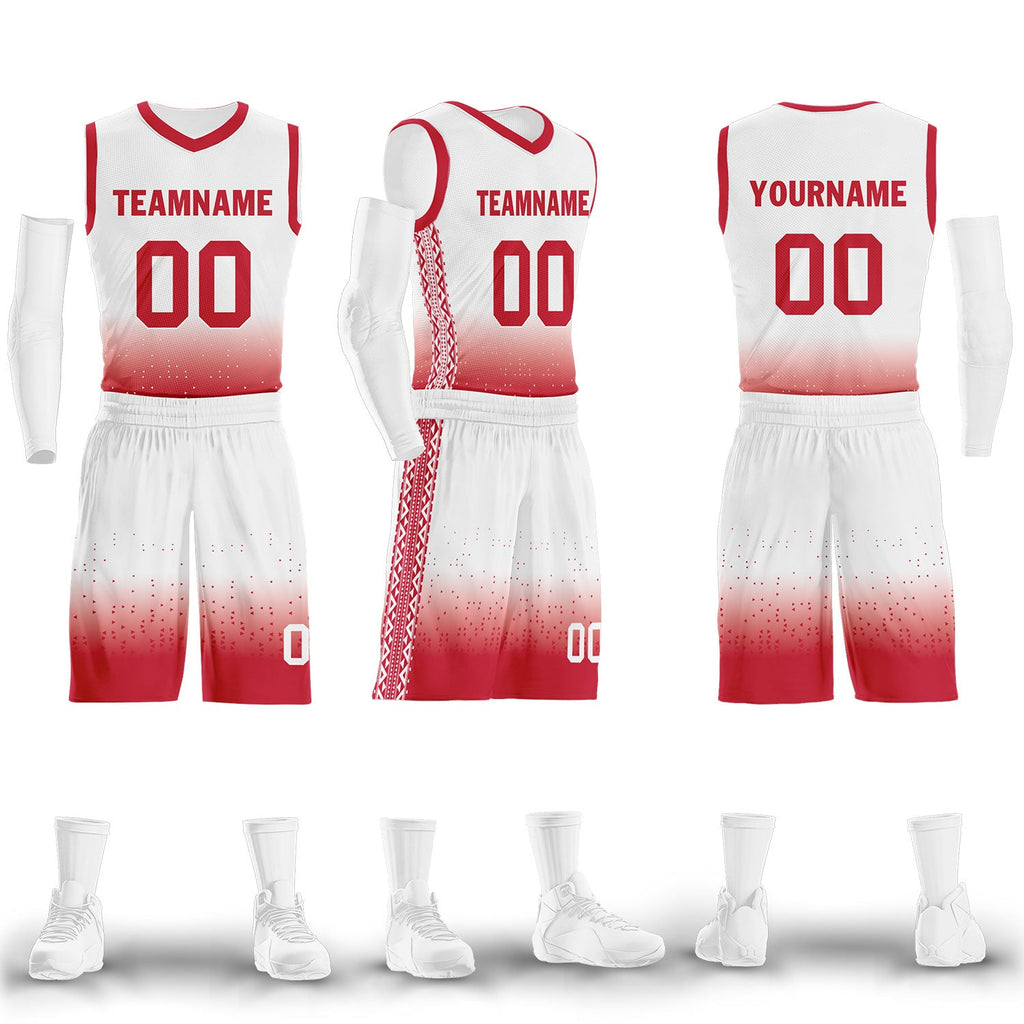 Custom White Red Fade Fashion Sports Uniform Basketball Jersey BBJ01-D020102-8