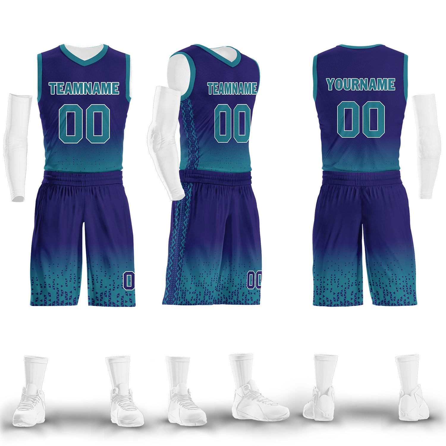 Custom Blue Fade Fashion Sports Uniform Basketball Jersey BBJ01-D020102-9