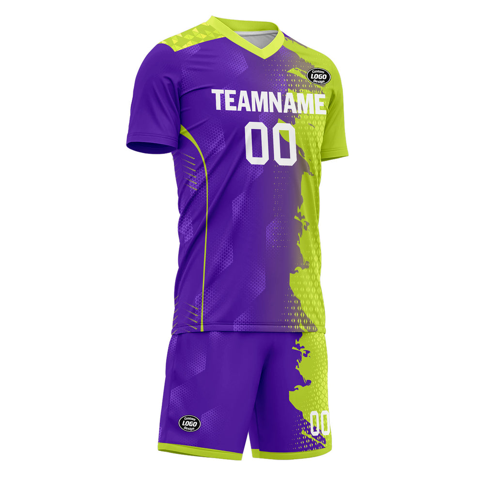 Custom Purple Green Soccer Sets Jersey Personalized SCJ101-D020210-4