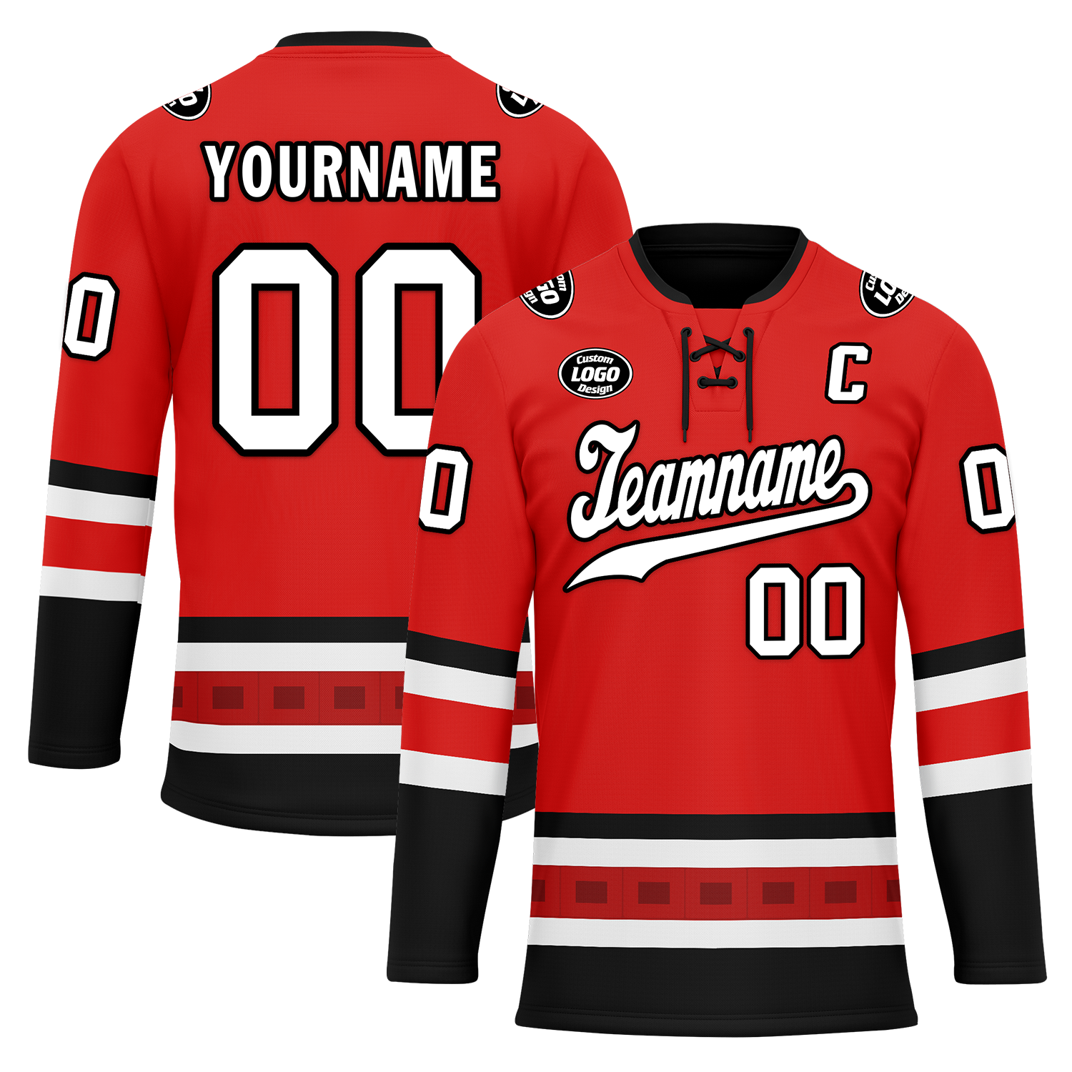 Custom Red Black Personalized Hockey Jersey HCKJ01-D0a700a