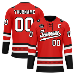 Custom Red Black Personalized Hockey Jersey HCKJ01-D0a700a