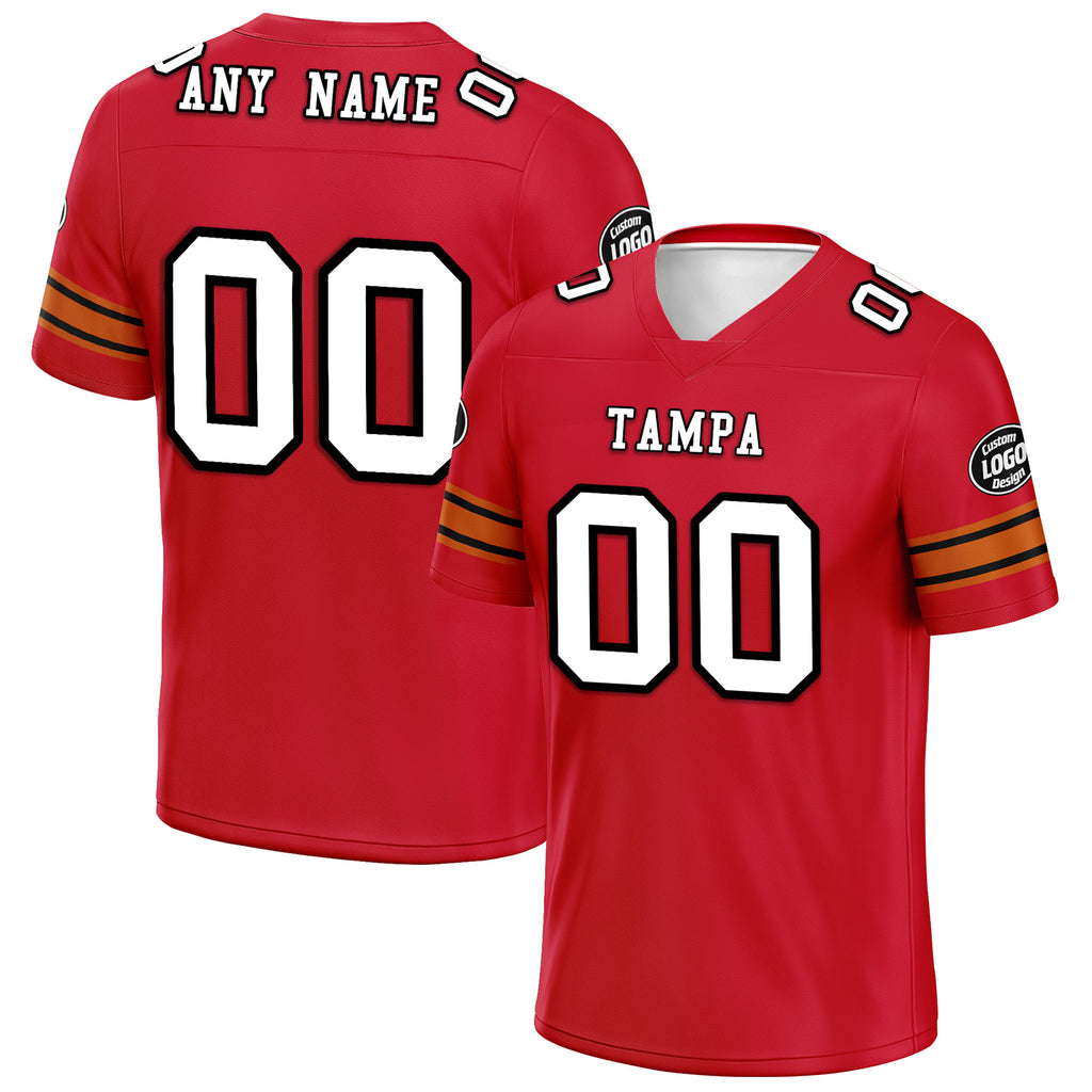 Custom Red Tampa Personalized Authentic Football Jersey FBJ02-D020256-15