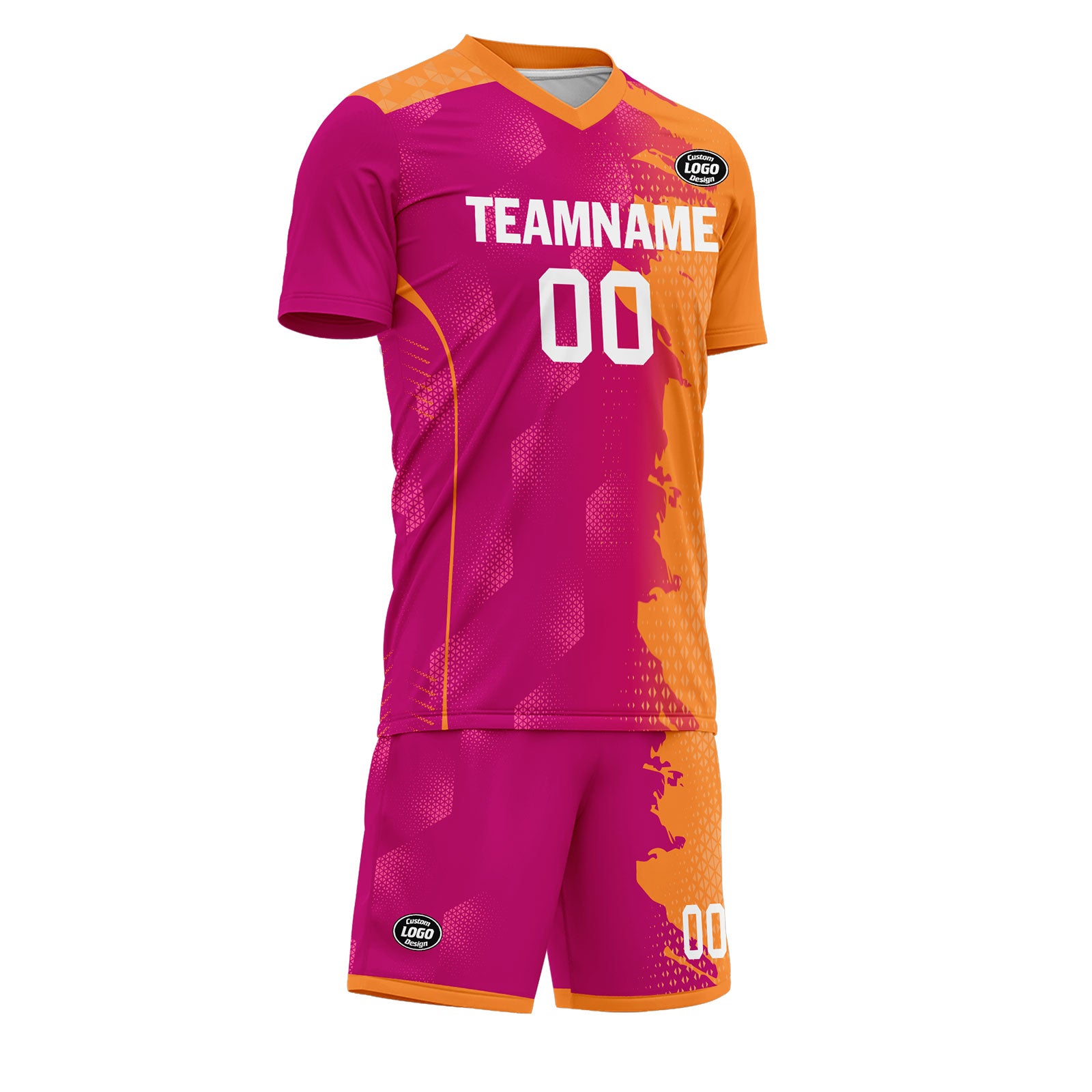 Custom Pink Yellow Soccer Sets Jersey Personalized SCJ101-D020210-5