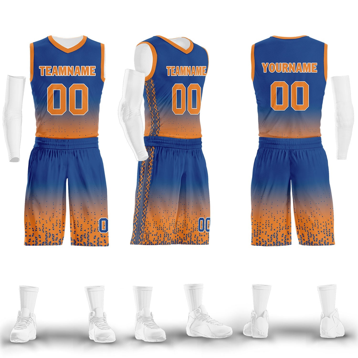 Custom Blue Orange Fade Fashion Sports Uniform Basketball Jersey BBJ01-D020102-3