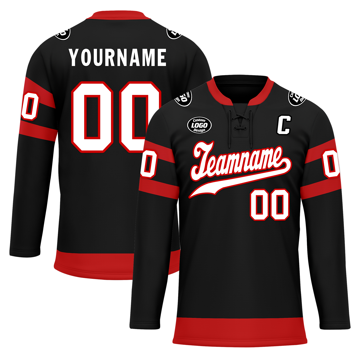 Custom Black Red Personalized Hockey Jersey HCKJ01-D0a70b0