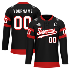 Custom Black Red Personalized Hockey Jersey HCKJ01-D0a70b0