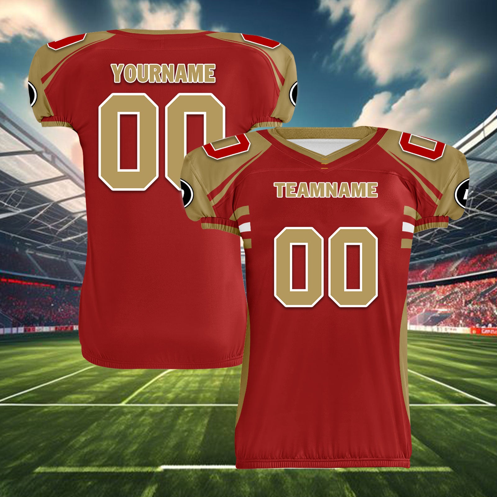 Custom Yellow Red California High-Performance American Football Jersey FBJ06-D023001-25