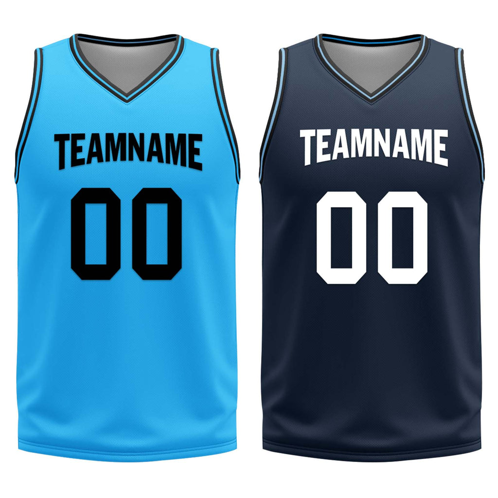 Custom Light Blue Black Los Angeles City Edition Personalized Reversible Basketball Set Sports Basketball Jersey BBJ01R-D0610-13