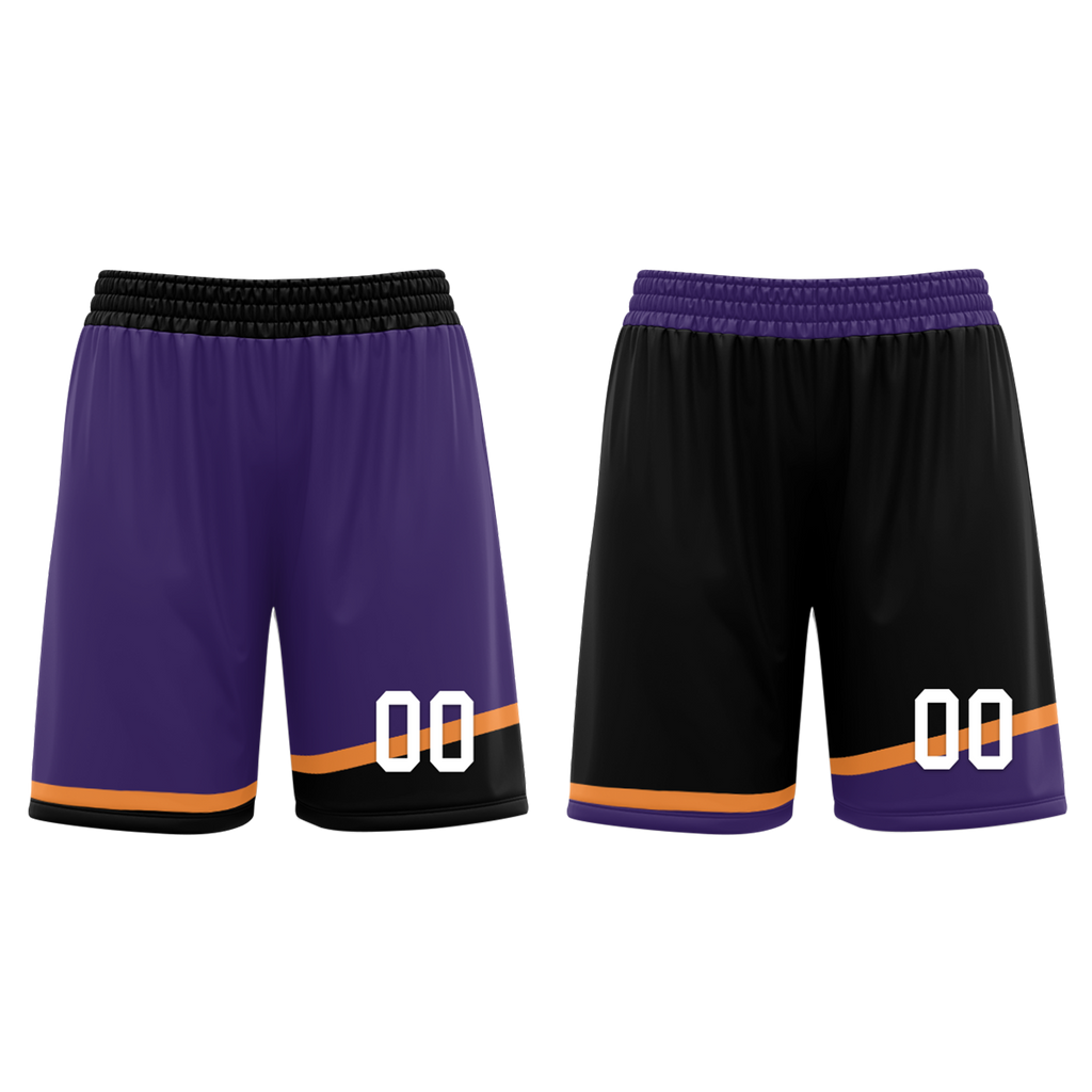 Custom Purple Black Classic Style Reversible Basketball Uniform Personalized COOLMAX BBJR-D017058