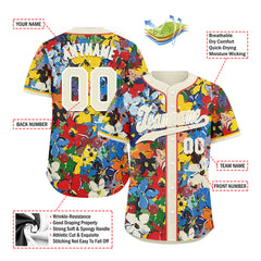 Custom Graffiti Pattern Abstract Floral Patterns Personalized Authentic Baseball Jersey BSBJ01-D020171-2