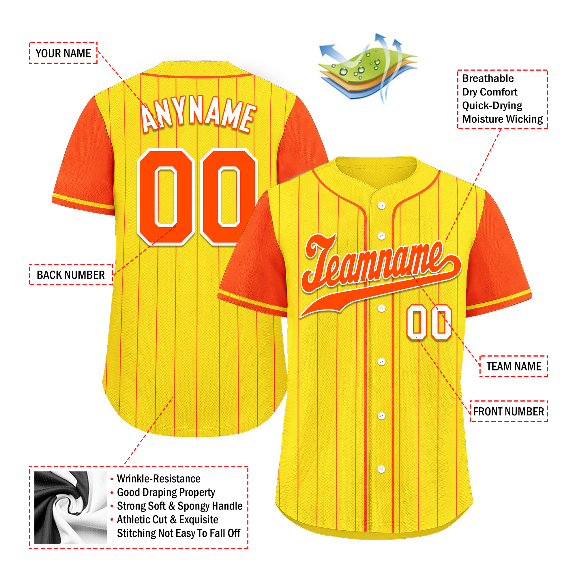 Custom Gold Orange Stripe Fashion Personalized Authentic Baseball Jersey BSBJ01-D017251