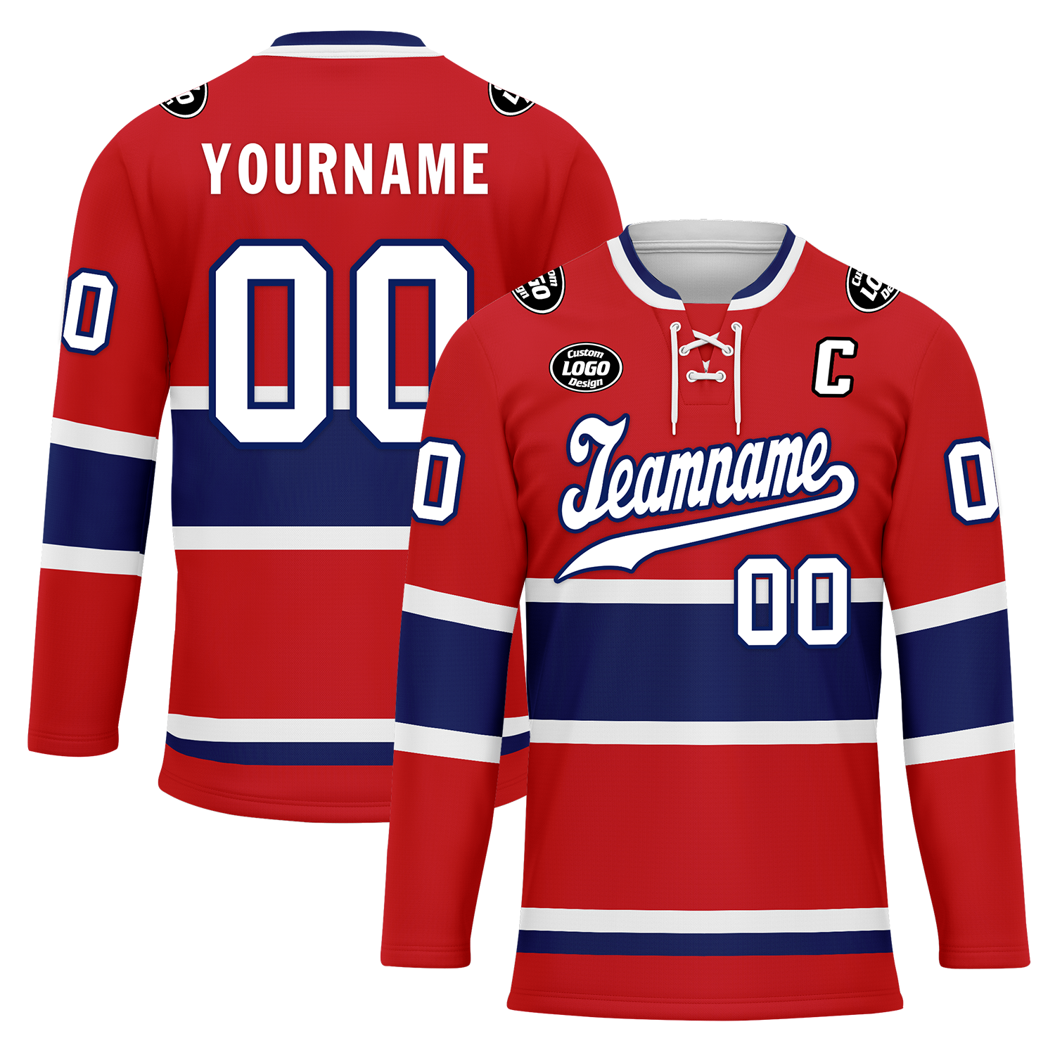 Custom Red Blue Personalized Hockey Jersey HCKJ01-D0a70a7