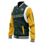 Custom Green Green Bay Jacket Bomber Full-Snap Varsity Letterman Personalized Jacket FZ005-D025004-13