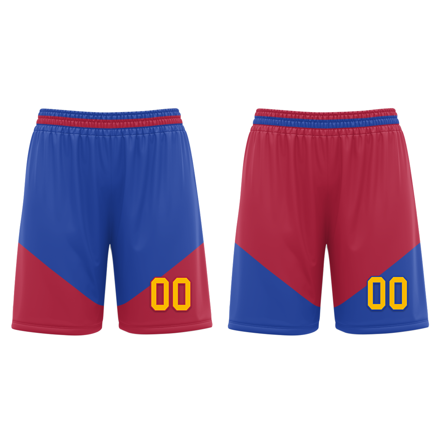 Custom Blue Red Classic Style Reversible Basketball Uniform Personalized COOLMAX BBJR-D017029