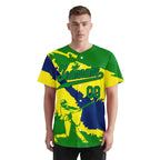 Custom Green Navy Blue Light Yellow Brazilian Flag Personalized Authentic Baseball Jersey BSBJ01-E06022-5