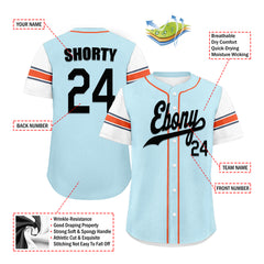 Custom Light Blue Classic Style White Authentic Baseball Jersey BSBJ01-D020287-1