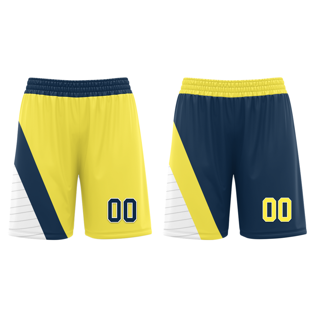 Custom Yellow Blue Classic Style Reversible Basketball Uniform Personalized COOLMAX BBJR-D017060