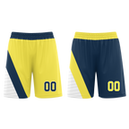 Custom Yellow Blue Classic Style Reversible Basketball Uniform Personalized COOLMAX BBJR-D017060