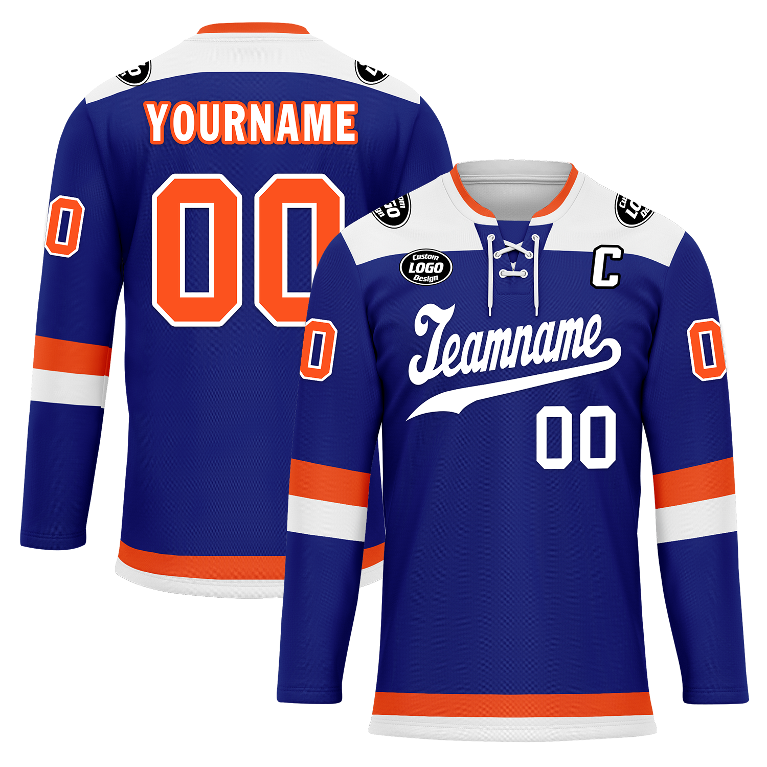 Custom Blue Orange Personalized Hockey Jersey HCKJ01-D0a700f