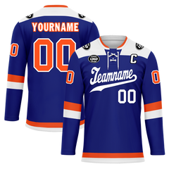 Custom Blue Orange Personalized Hockey Jersey HCKJ01-D0a700f