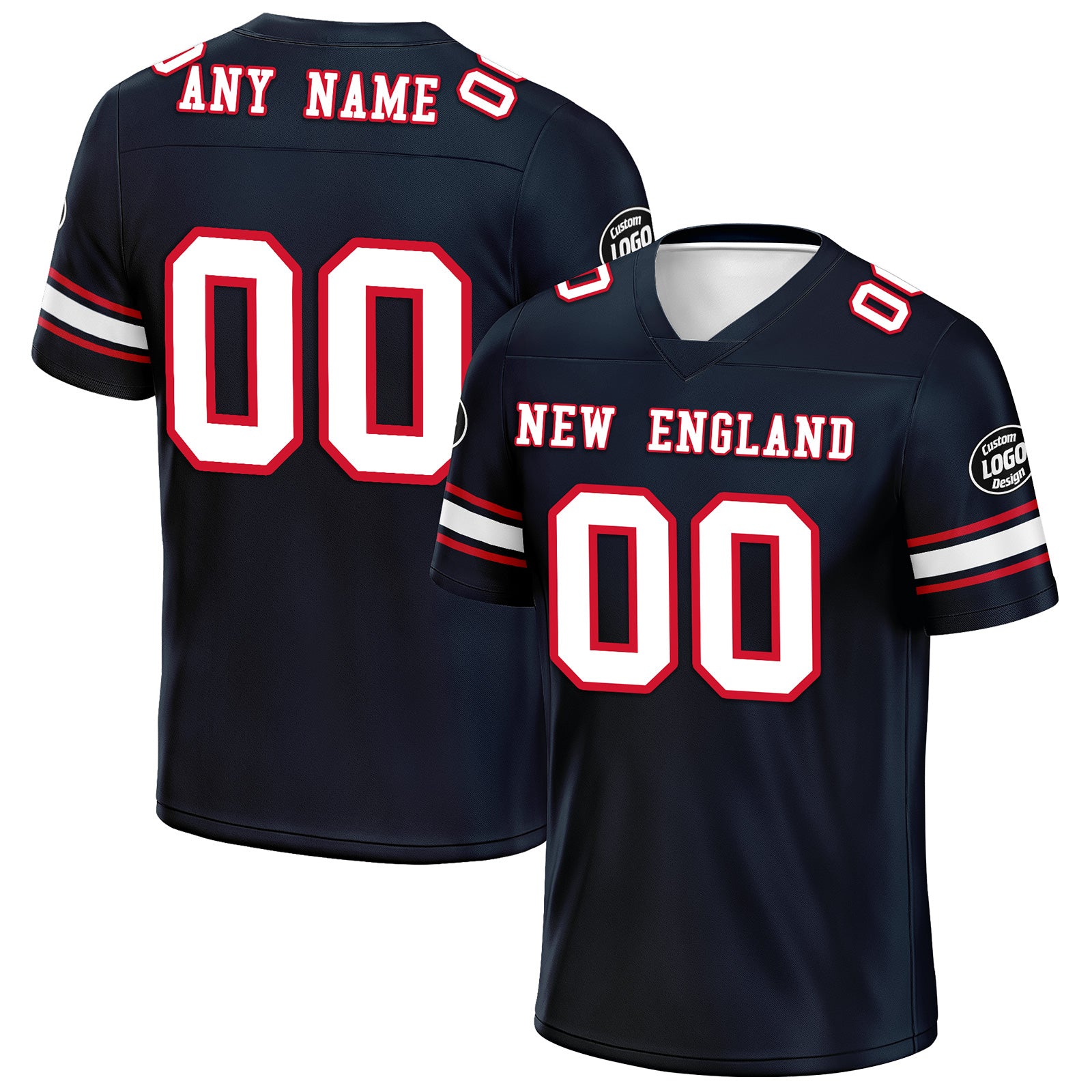 Custom Navy New England Personalized Authentic Football Jersey FBJ02-D020256-20