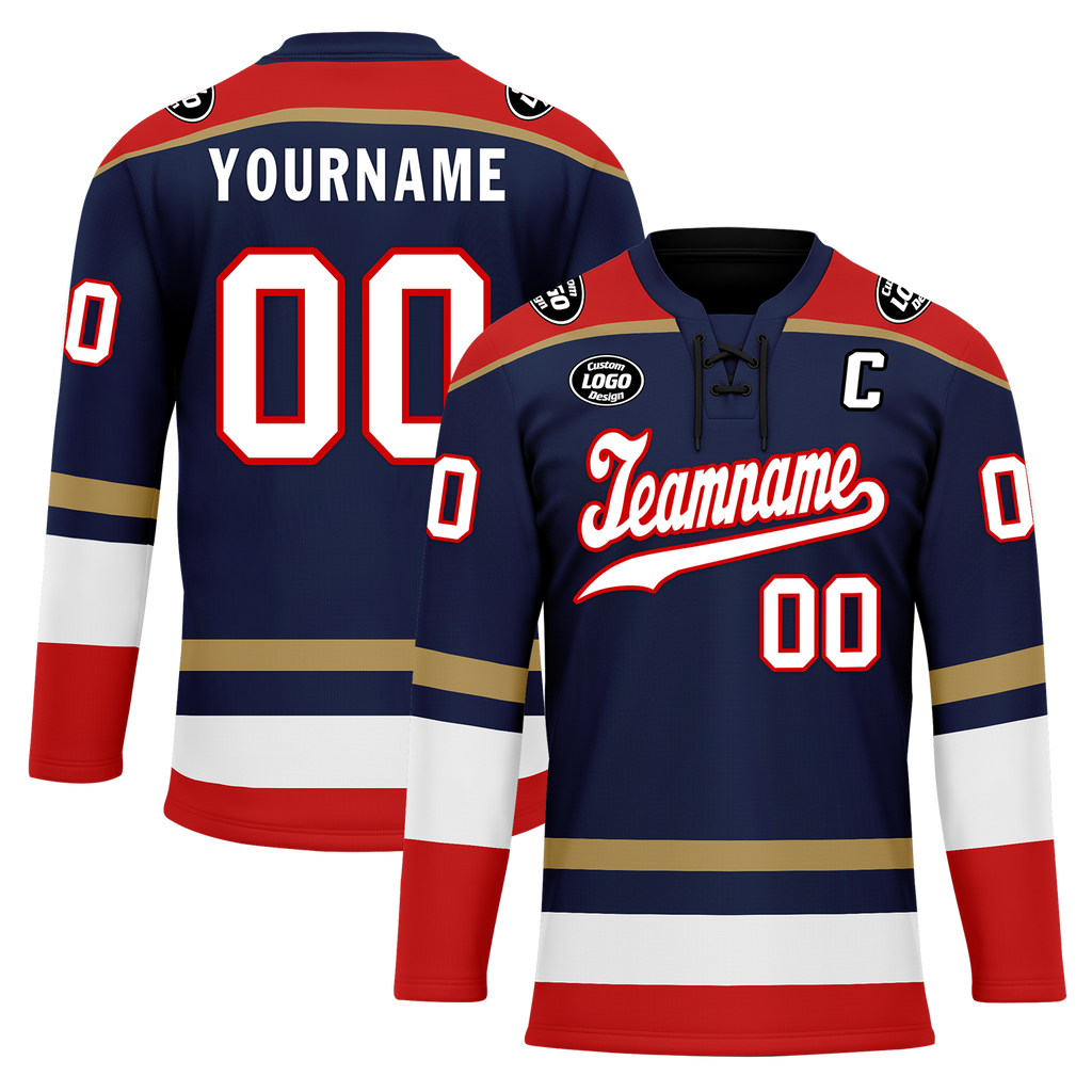 Custom Blue Red Personalized Hockey Jersey HCKJ01-D0a70af