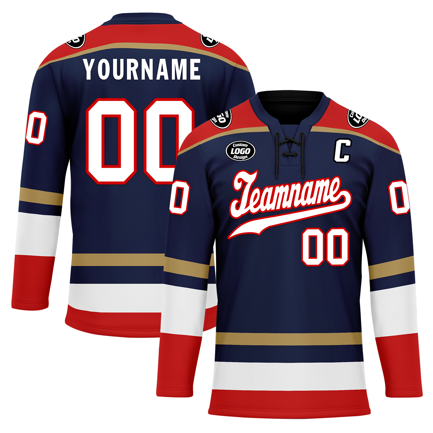 Custom Blue Red Personalized Hockey Jersey HCKJ01-D0a70af
