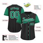 Custom Black Green Stripe Baseball Jersey, 100% Polyester