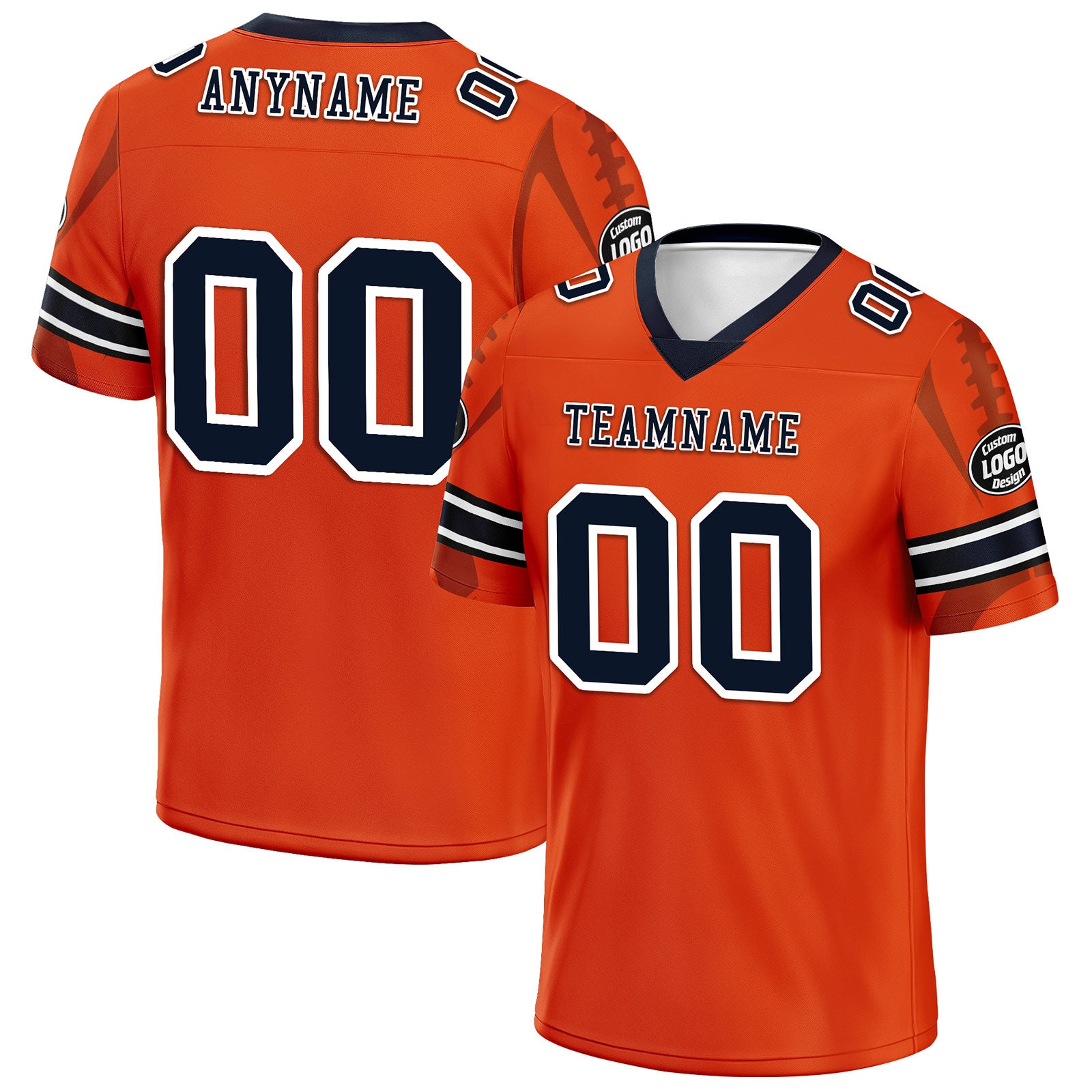 Custom Orange Chicago Personalized Authentic Football Jersey FBJ02-D025033-7