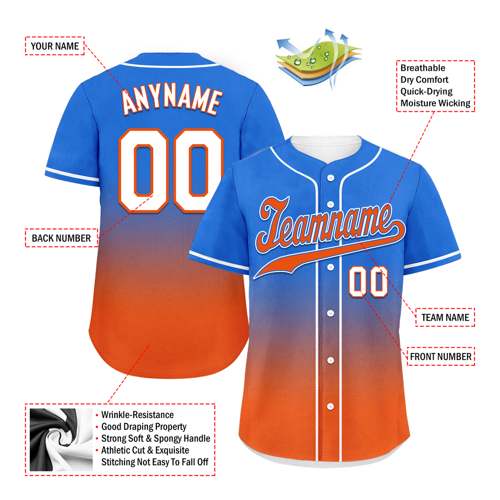 Custom Blue Orange Fade Fashion Personalized Authentic Baseball Jersey BSBJ01-D0a70b7