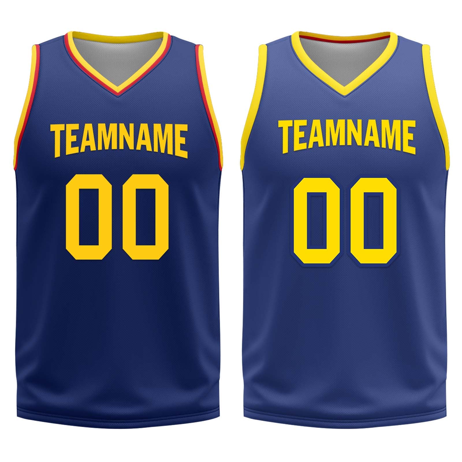 Custom Navy Blue Red Gold Golden State City Edition Personalized Reversible Basketball Set Sports Basketball Jersey BBJ01R-D0610-10