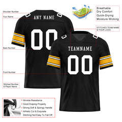 Custom Black Yellow Pittsburgh Personalized Authentic Football Jersey FBJ02-E0601-13