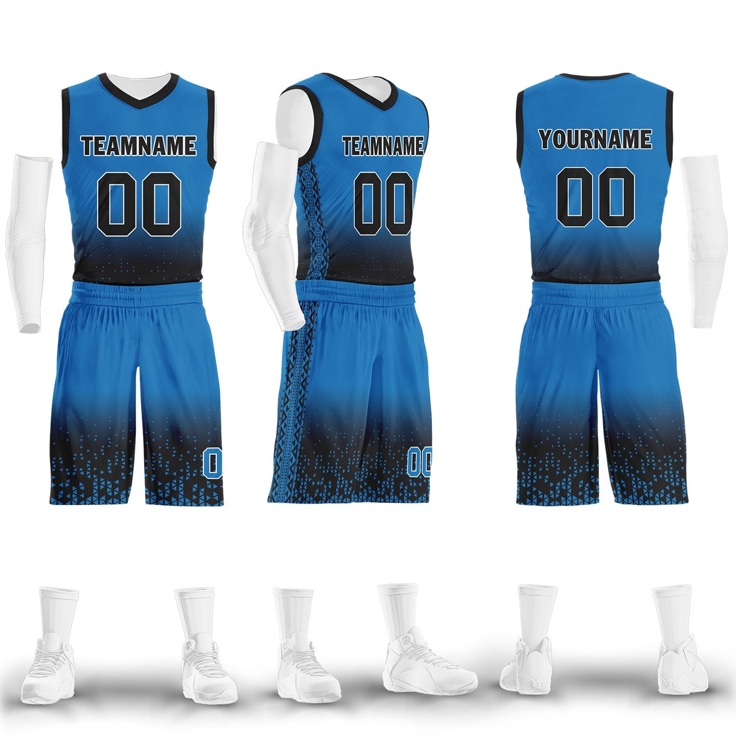 Custom Blue Black Fade Fashion Sports Uniform Basketball Jersey BBJ01-D020102-11