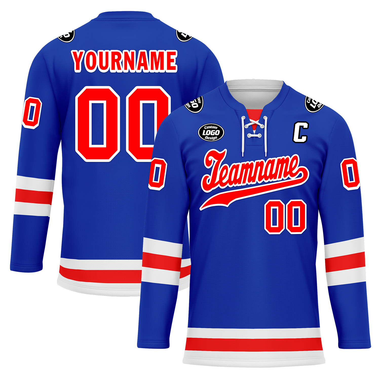 Custom Blue Red Personalized Hockey Jersey HCKJ01-D0a7007