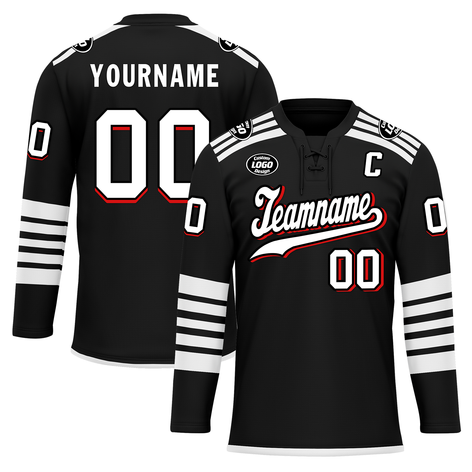 Custom Black White Personalized Hockey Jersey HCKJ01-D0a700d