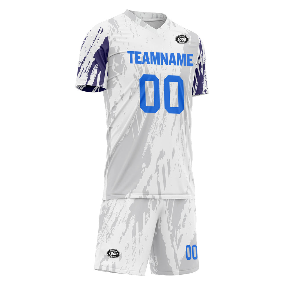 Custom White Gray Soccer Sets Jersey Personalized SCJ101-D28043