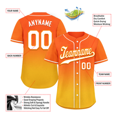 Custom Yellow Orange Fade Fashion Personalized Authentic Baseball Jersey BSBJ01-D0a70c8