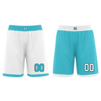 Custom White Blue Classic Style Reversible Basketball Uniform Personalized COOLMAX BBJR-D017013