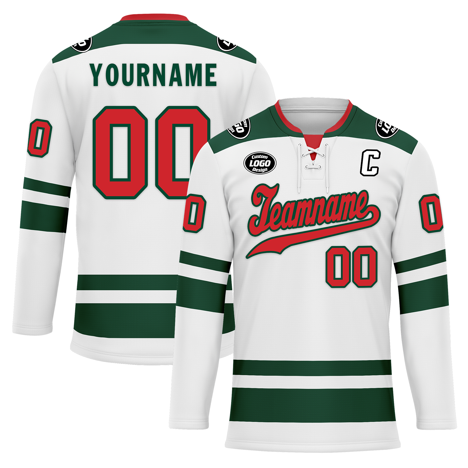 Custom White Green Personalized Hockey Jersey HCKJ01-D0a70c0