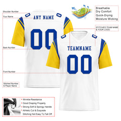 Custom White Yellow Blue Los Angeles Personalized Authentic Football Jersey FBJ02-E0601-9