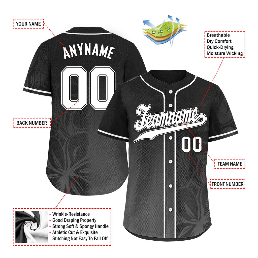 Custom Black Embroidered Baseball Jersey, 100% Polyester