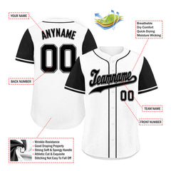 Custom White Black Raglan Sleeves Personalized Authentic Baseball Jersey BSBJ01-D020200-19