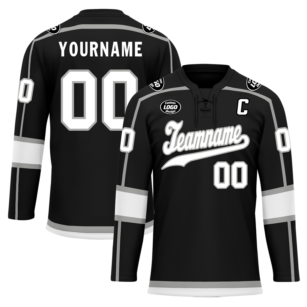Custom Black White Personalized Hockey Jersey HCKJ01-D0a70e8