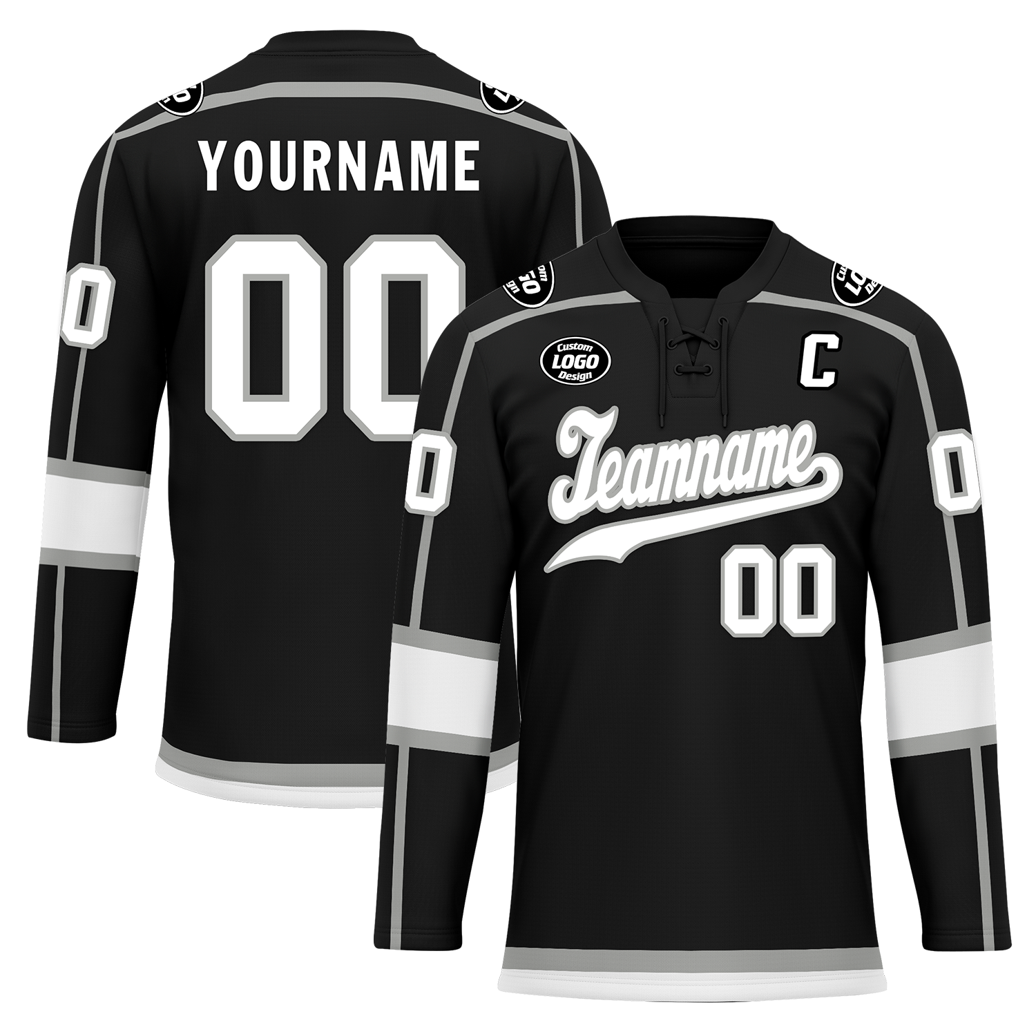 Custom Black White Personalized Hockey Jersey HCKJ01-D0a70e8