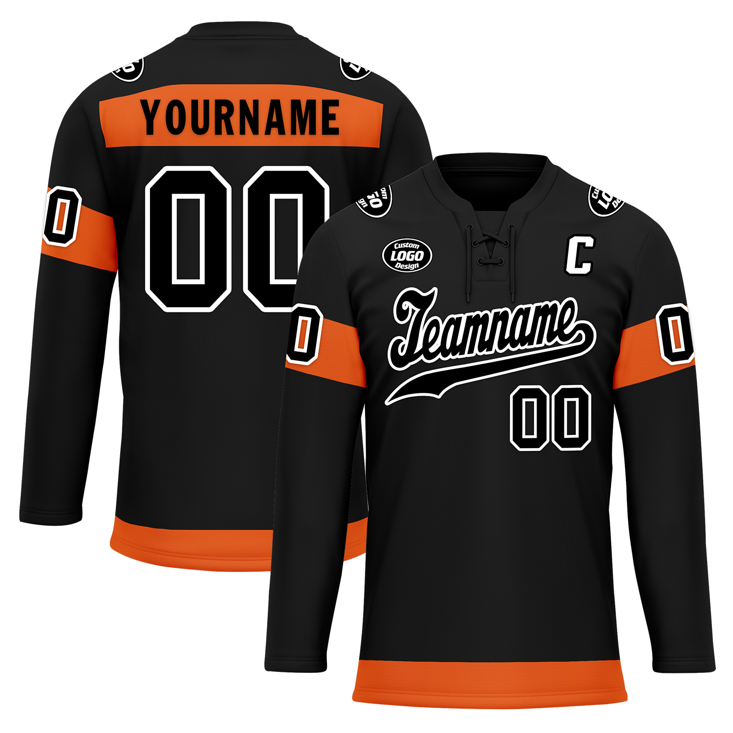 Custom Black Orange Personalized Hockey Jersey HCKJ01-D0a70ec